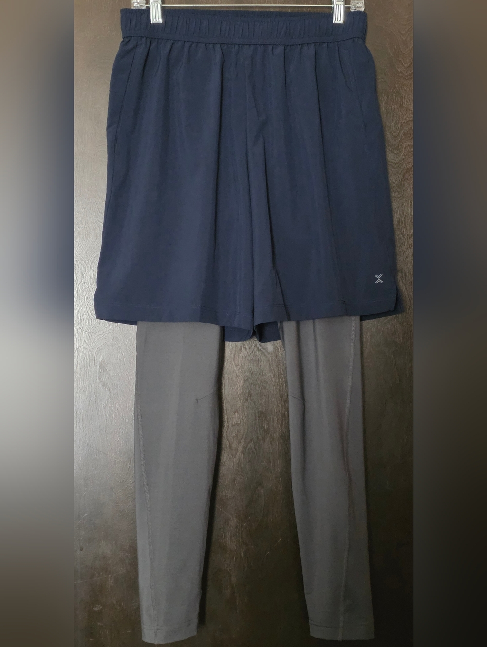 Xersion Yoga Running Navy Shorts with Gray Leggings Built In Women's Size M